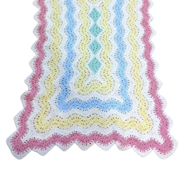 handmade hand knit crochet blanket 52”x34.5” - Picture 7 of 7
